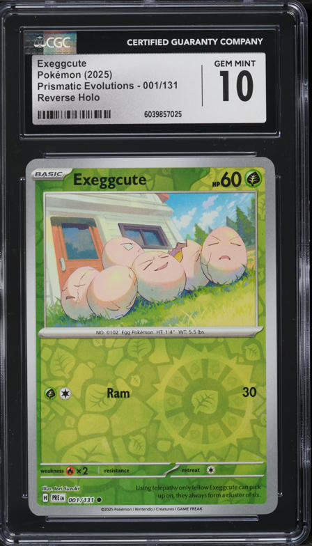 2025 Pokemon Scarlet & Violet Prismatic Evolutions Reverse Holo Exeggcute #1 CGC 10 GEM MINT