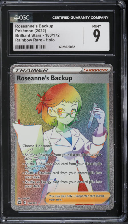2022 Pokemon SWSH Brilliant Stars Hyper Rare Roseanne's Backup #180 CGC 9 MINT