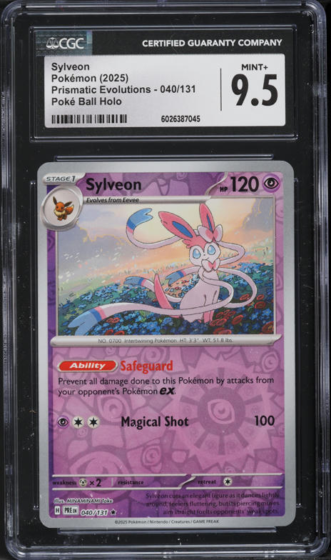 2025 Pokemon SV Prismatic Evolutions Reverse Holo Sylveon #40 CGC 9.5 MINT+