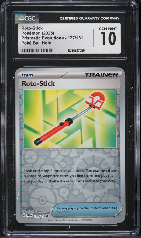 2025 Pokemon SV Prismatic Evolutions Reverse Holo Roto-Stick #127 CGC 10 GEM