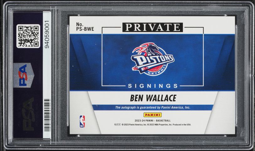 2023 Panini Recon Private Signings Ben Wallace AUTO #PSBWE PSA 10