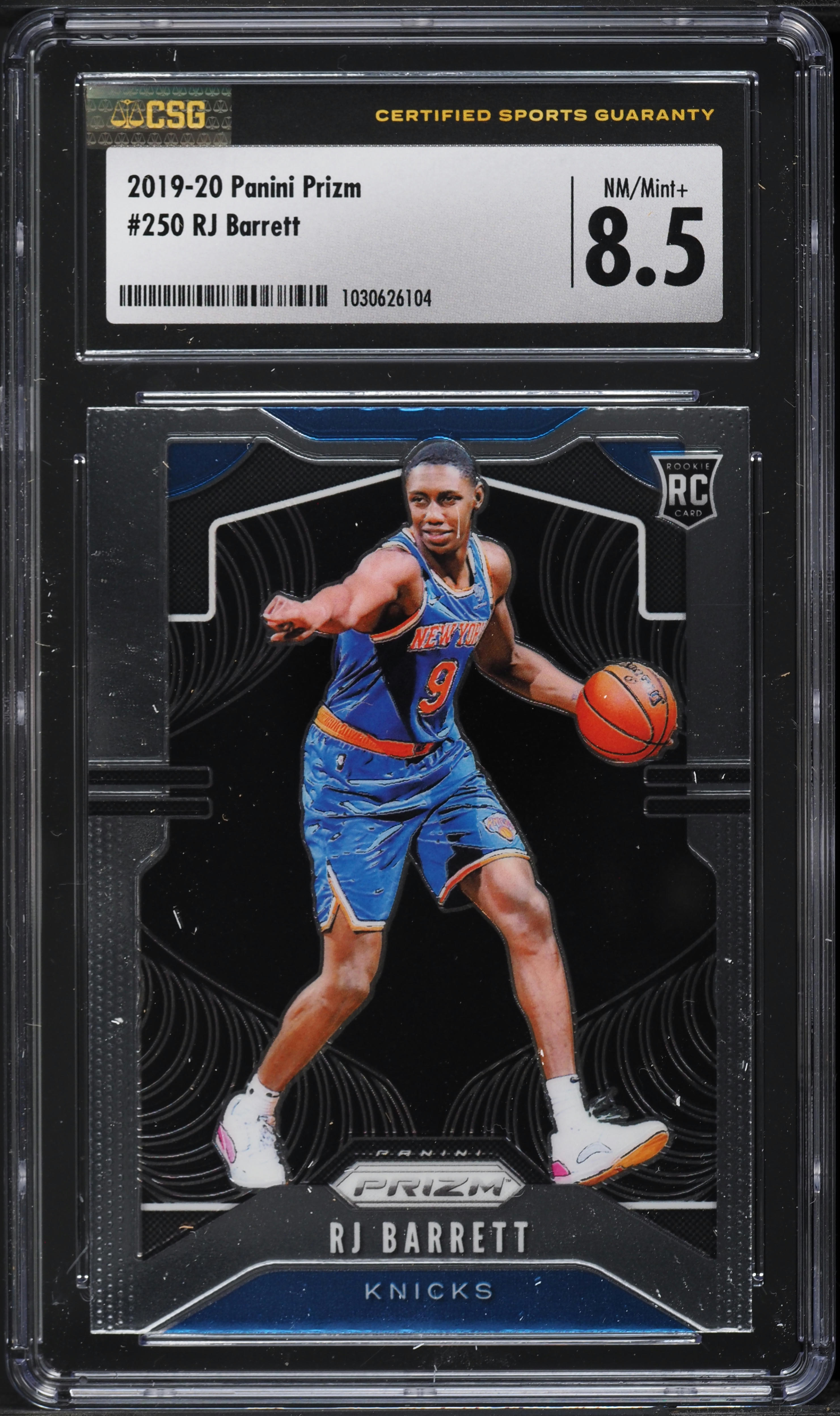 2019 Panini Prizm Silver RJ Barrett ROOKIE #250 CSG 8.5 NM-MT+ on