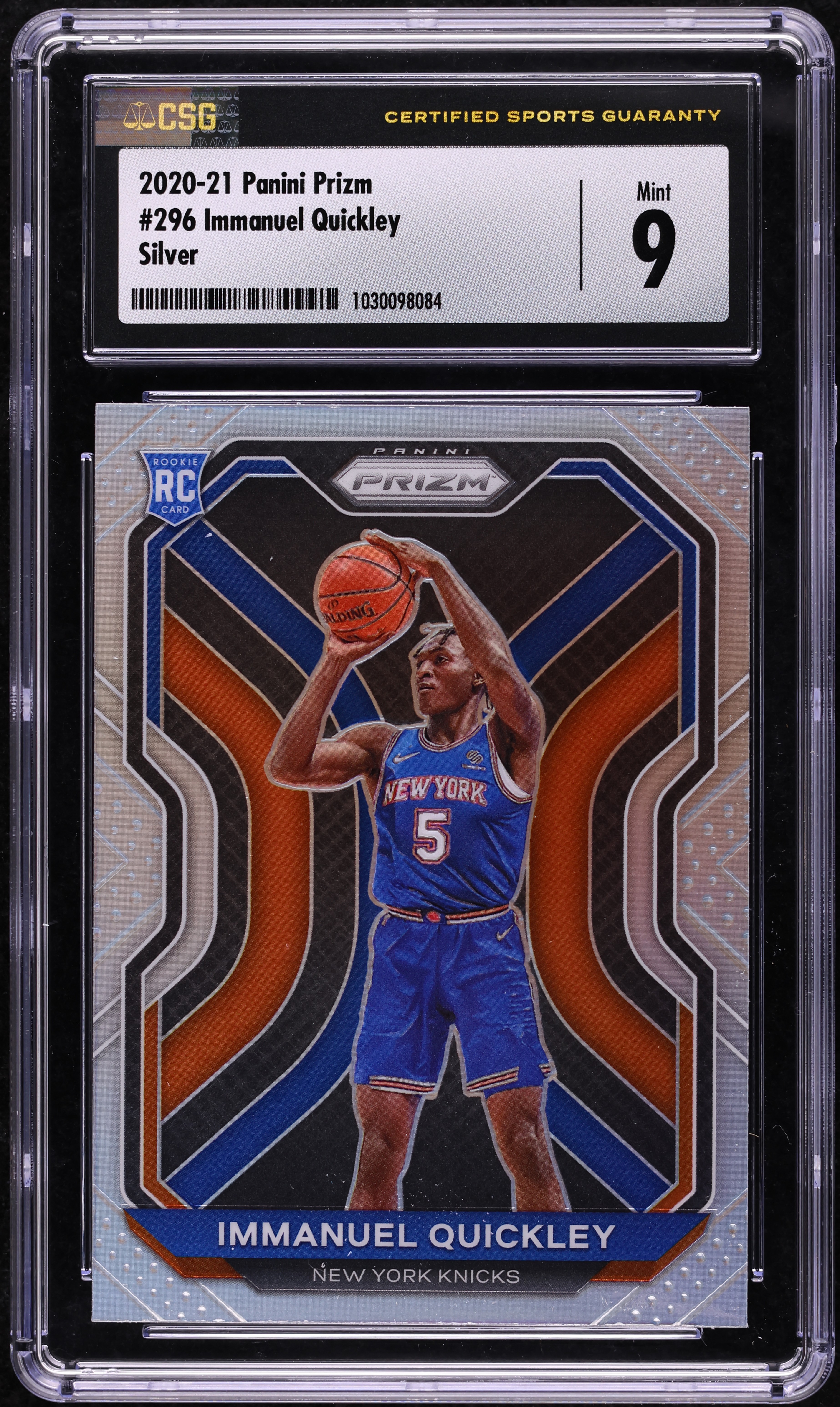 2020 Panini Prizm Silver Immanuel Quickley ROOKIE #296 CSG 9 MINT 