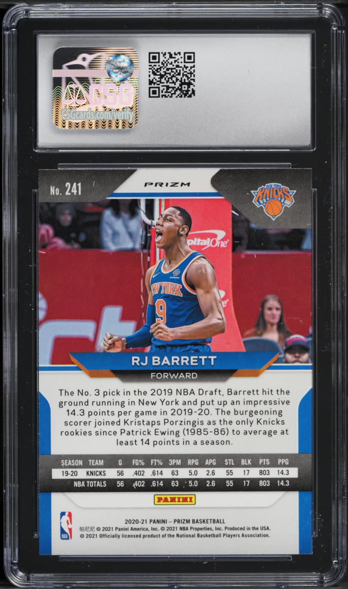 2020 Panini Prizm Ruby Wave RJ Barrett #241 CSG 8.5 NM-MT+