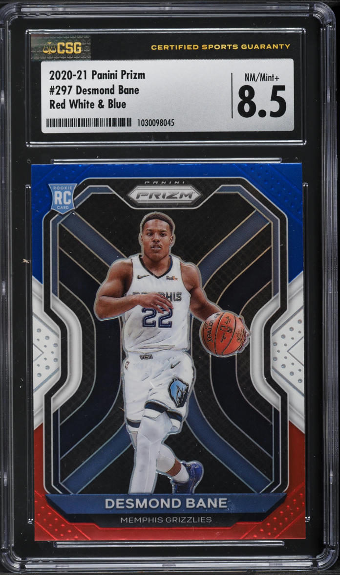 2020 Panini Prizm Red White & Blue Desmond Bane ROOKIE #297 CSG 8.5 NM-MT+