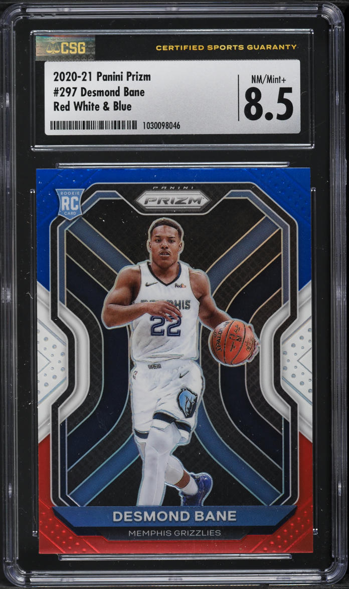 2020 Panini Prizm Red White & Blue Desmond Bane ROOKIE #297 CSG 8.5 NM-MT+
