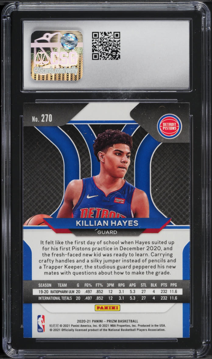 2020 Panini Prizm Killian Hayes ROOKIE #270 CSG 8 NM-MT
