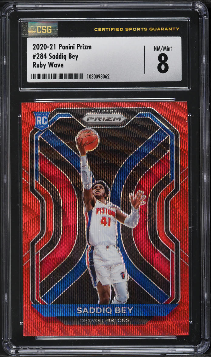 2020 Panini Prizm Ruby Wave Saddiq Bey ROOKIE #284 CSG 8 NM-MT