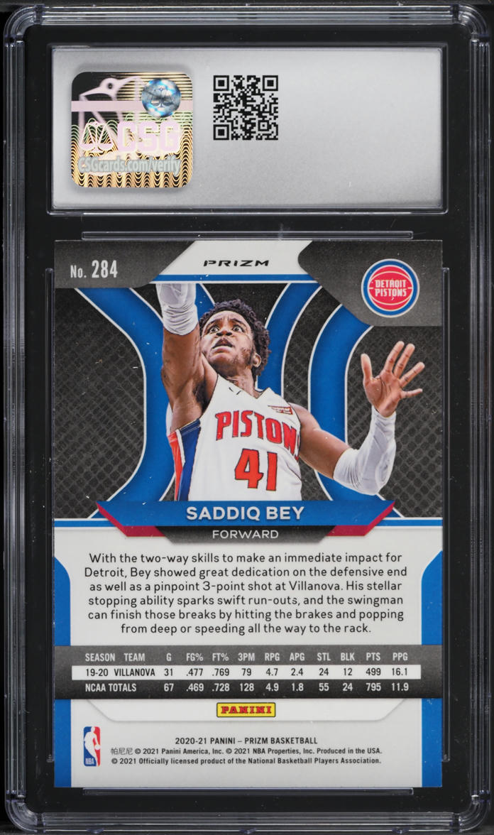 2020 Panini Prizm Ruby Wave Saddiq Bey ROOKIE #284 CSG 8 NM-MT