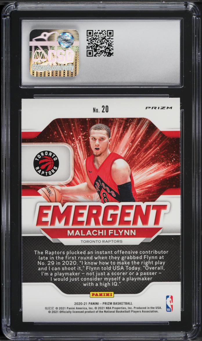2020 Panini Prizm Emergent Silver Malachi Flynn ROOKIE #20 CSG 10 GEM MINT