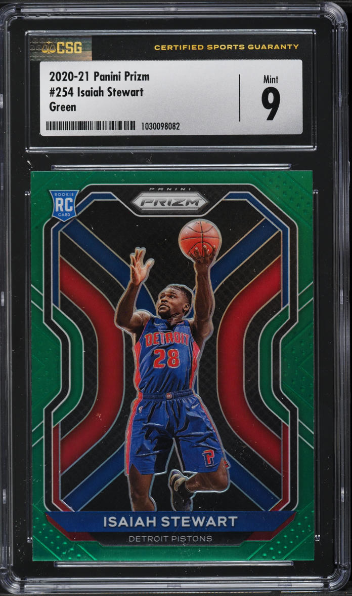 2020 Panini Prizm Green Isaiah Stewart ROOKIE #254 CSG 9 MINT