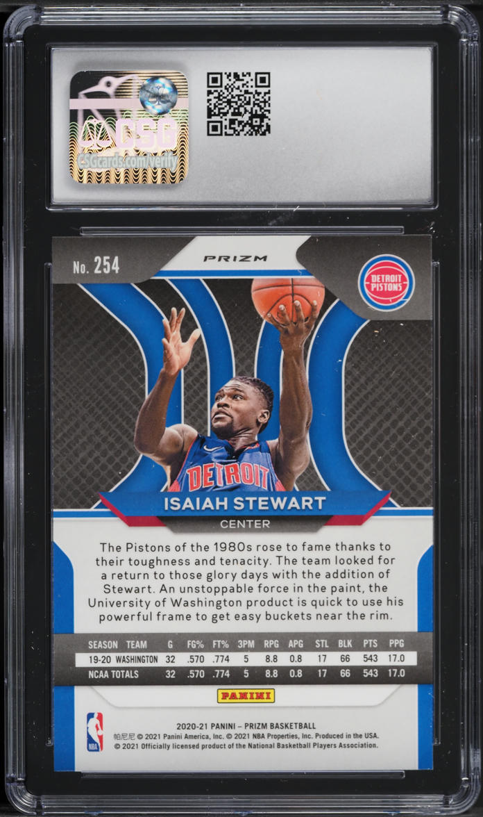 2020 Panini Prizm Green Isaiah Stewart ROOKIE #254 CSG 9 MINT