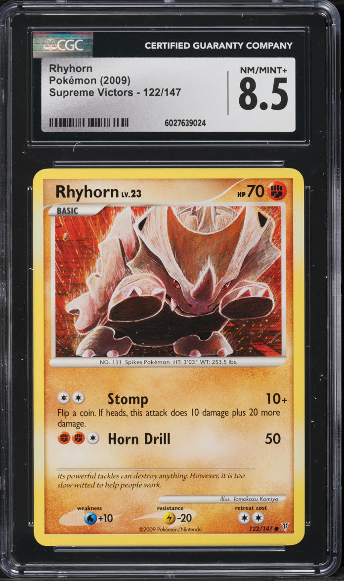 2009 Pokemon Platinum Supreme Victors Rhyhorn #122 CGC 8.5 NM-MT+