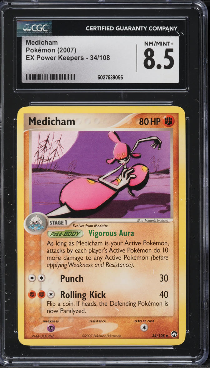 2007 Pokemon EX Power Keepers Medicham #34 CGC 8.5 NM-MT+