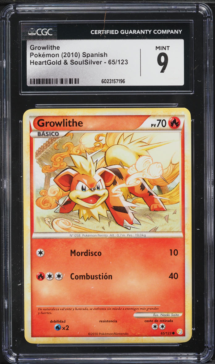 2010 Pokemon HeartGold & SoulSilver Growlithe #65 CGC 9 MINT on Fanatics Collect 2010 Pokemon HeartGold & SoulSilver Growlithe #65 CGC 9 MINT on Fanatics Collect
