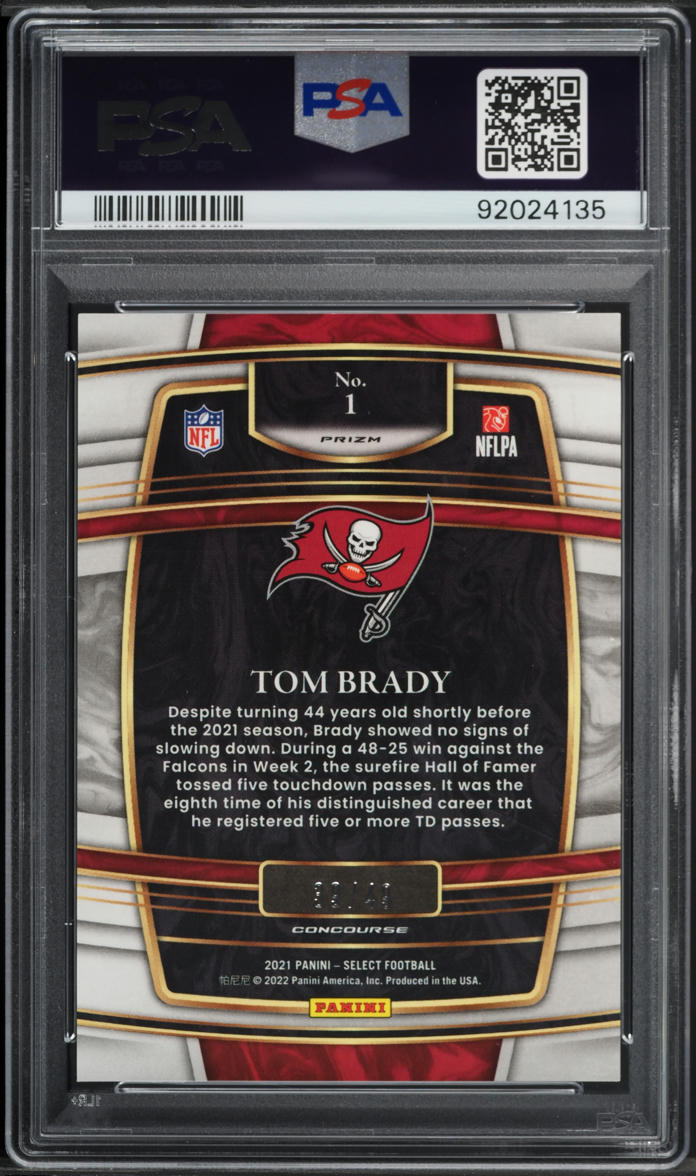 2021 Panini Select Concourse Red Disco Prizm Tom Brady /49 #1 PSA 10 GEM MINT