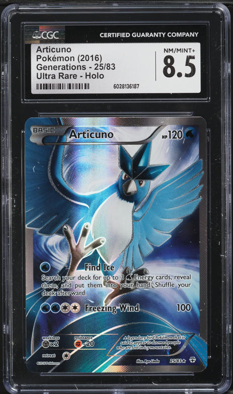 2016 Pokemon XY Generations Full Art Articuno #25 CGC 8.5 NM-MT+ on Fanatics Collect 2016 Pokemon XY Generations Full Art Articuno #25 CGC 8.5 NM-MT+ on Fanatics Collect