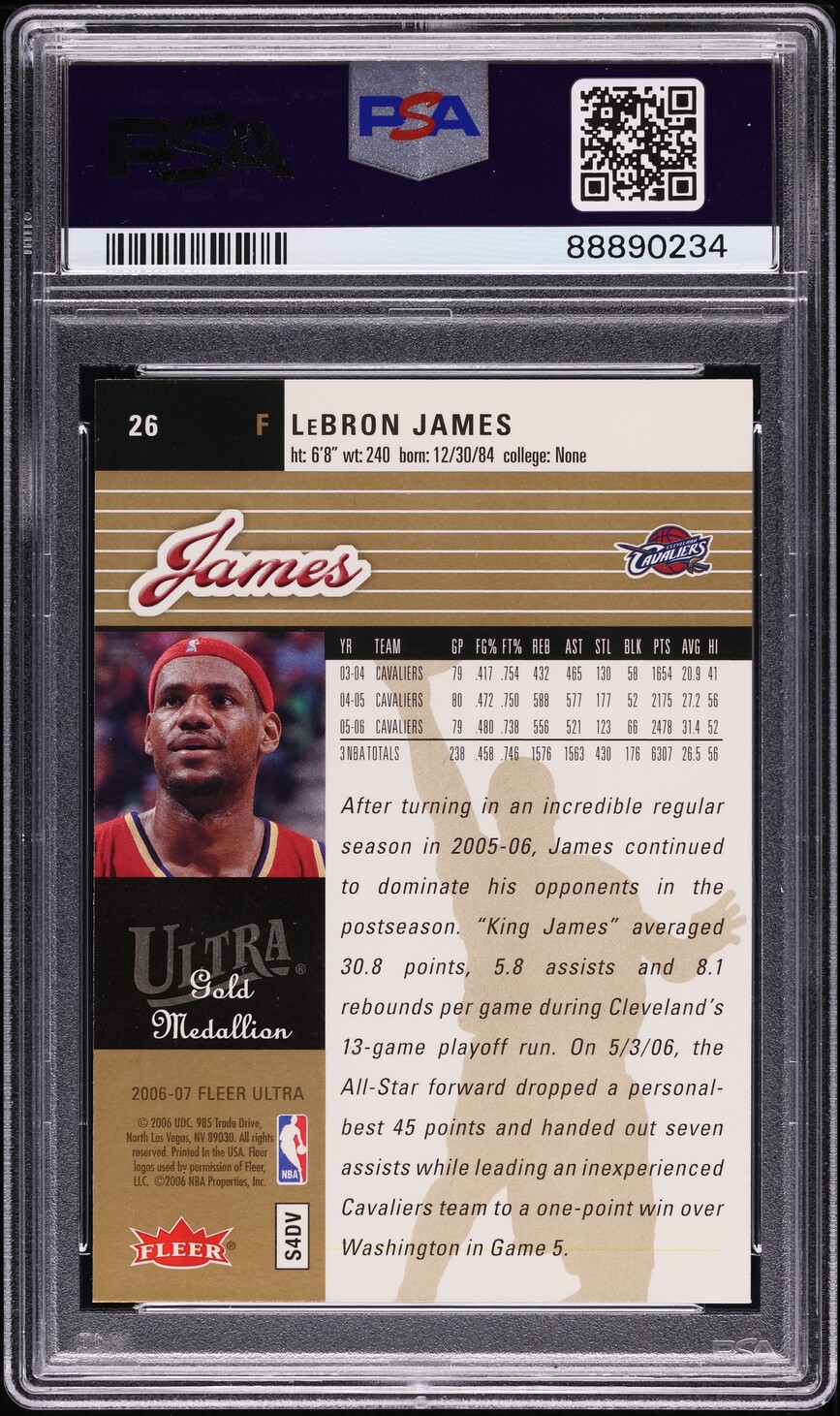 2006 Ultra Gold Medallion LeBron James #26 PSA 10 GEM MINT