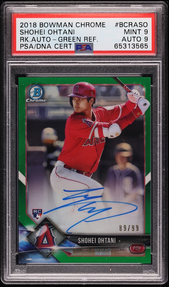 2018 Bowman Chrome Green Shohei Ohtani ROOKIE AUTO DNA 9 /99 #BCRA