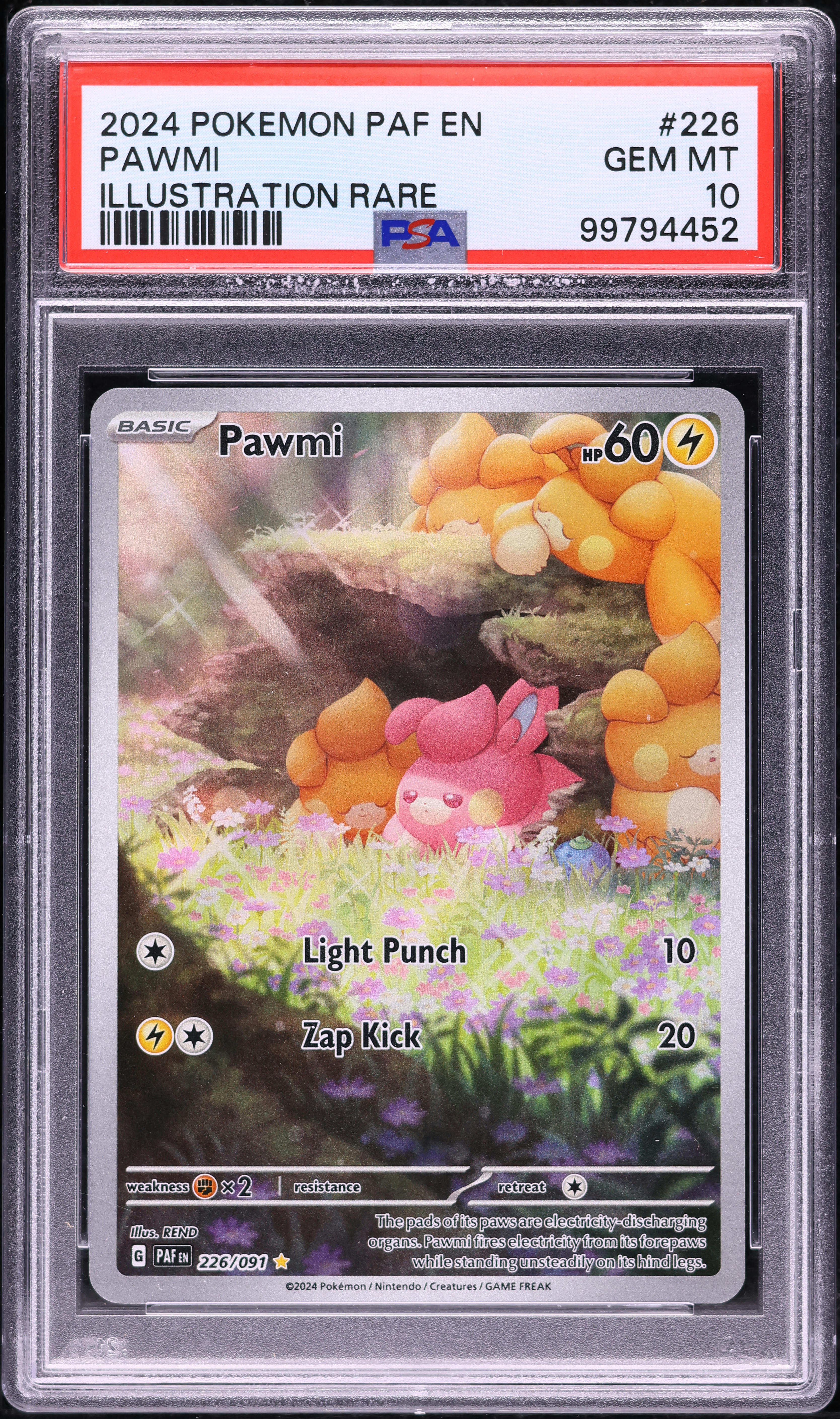 2024 Pokemon Scarlet & Violet Paldean Fates IR Pawmi #226 PSA 10