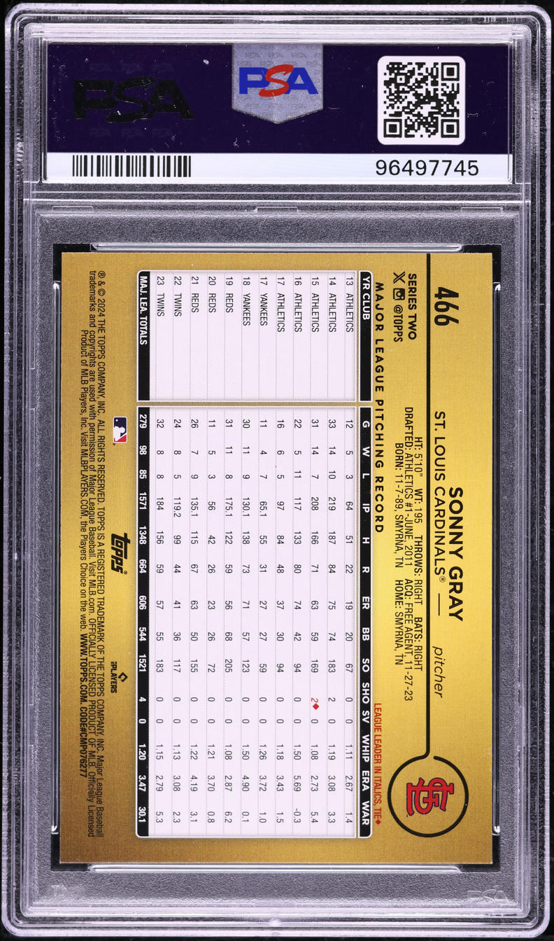 2024 Topps Golden Mirror Sonny Gray #466 PSA 9 MINT