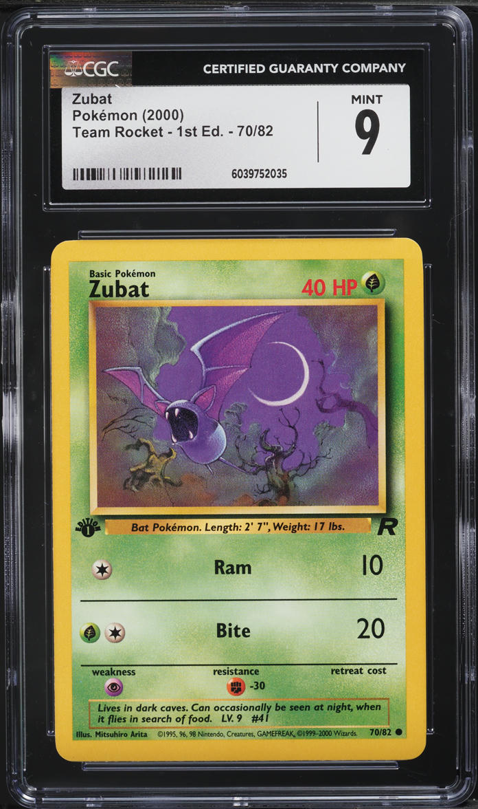 2000 Pokemon Team Rocket 1st Edition Zubat #70 CGC 9 MINT
