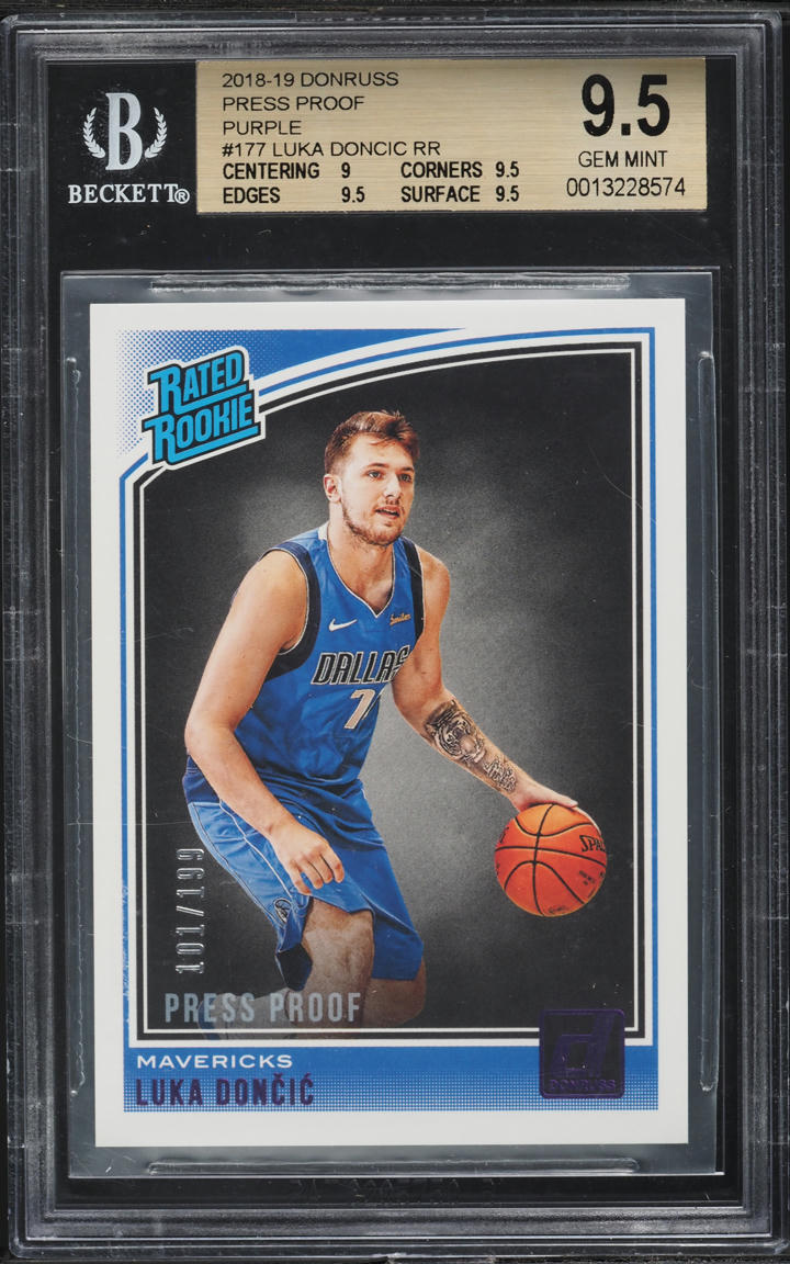 2018 Donruss Press Proof Purple Luka Doncic ROOKIE /199 #177 BGS 9.5 GEM MINT