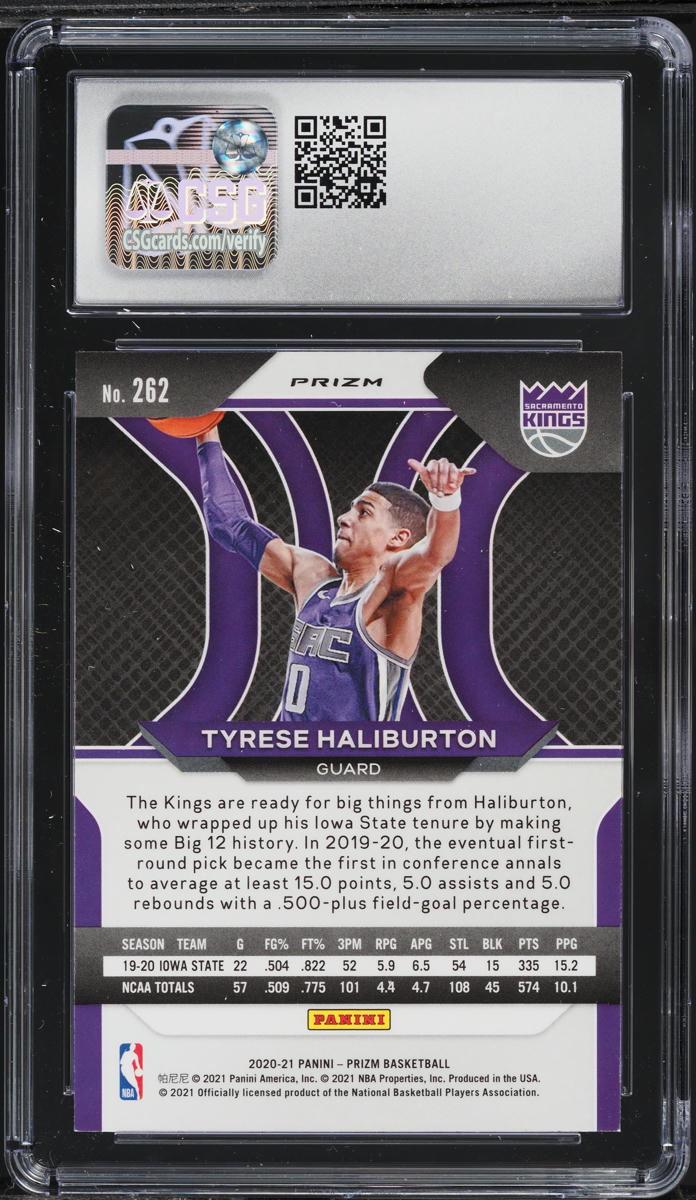 2020 Panini Prizm Red White & Blue Tyrese Haliburton ROOKIE #262 CSG 9 MINT