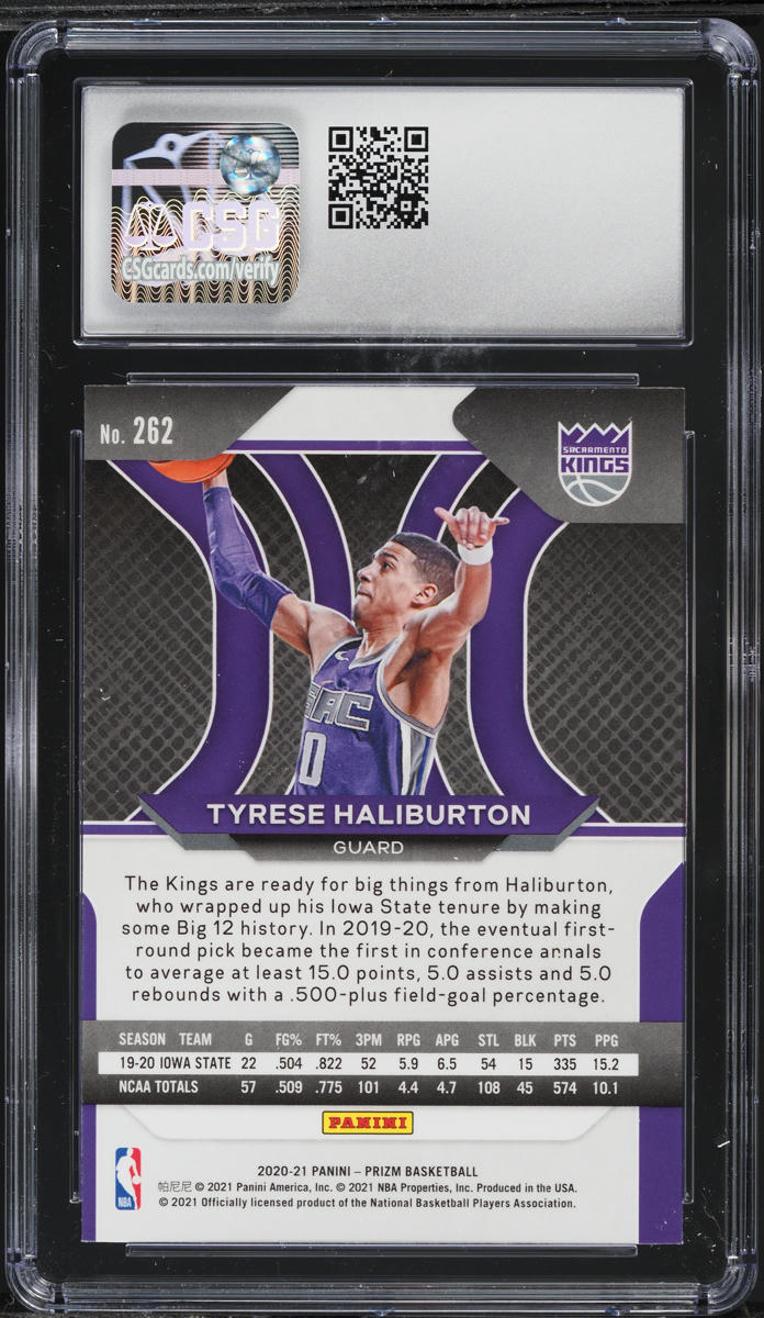 2020 Panini Prizm Tyrese Haliburton ROOKIE #262 CSG 9 MINT