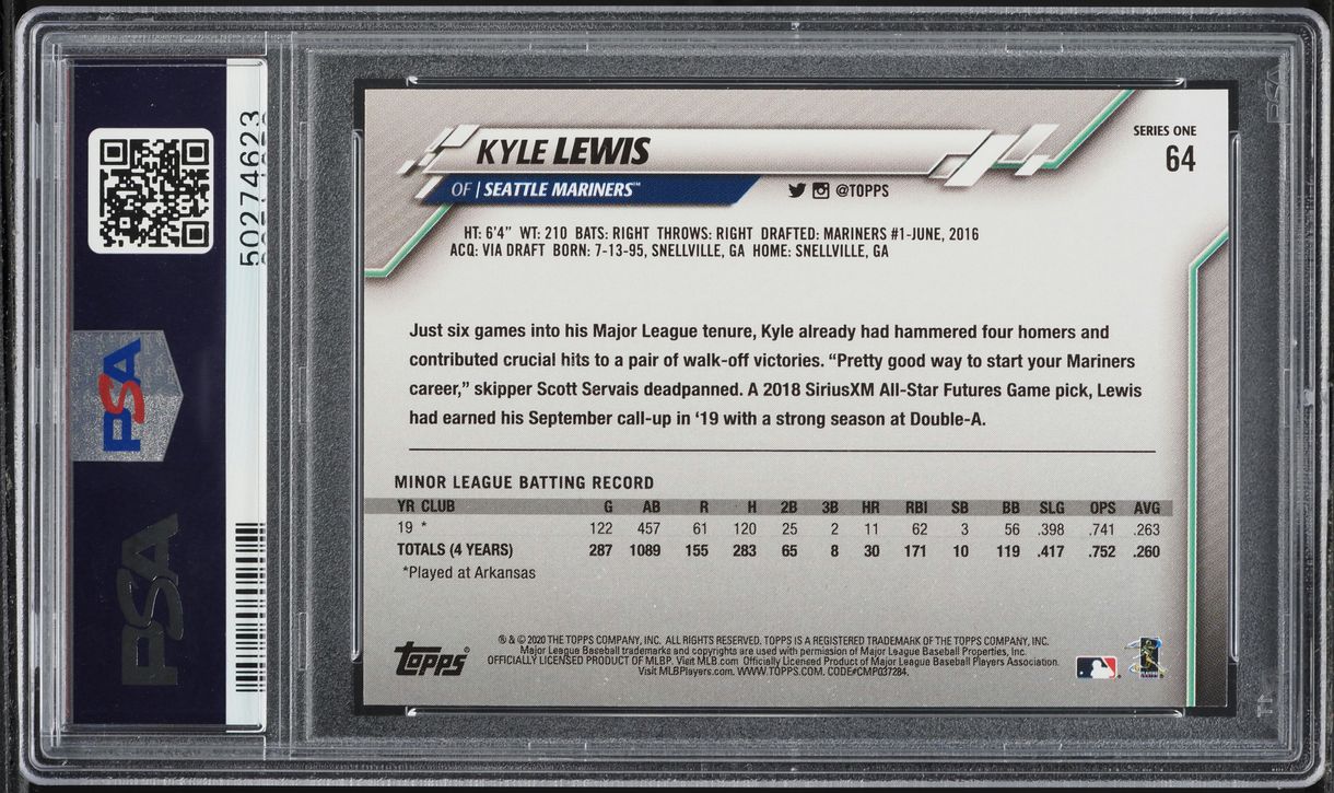 2020 Topps Variations Kyle Lewis SP ROOKIE #64 PSA 9 MINT