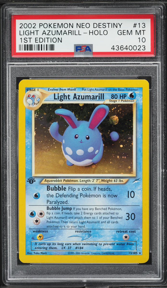 2002 Pokemon Neo Destiny 1st Edition Holo Light Azumarill #13 PSA 10 GEM MINT
