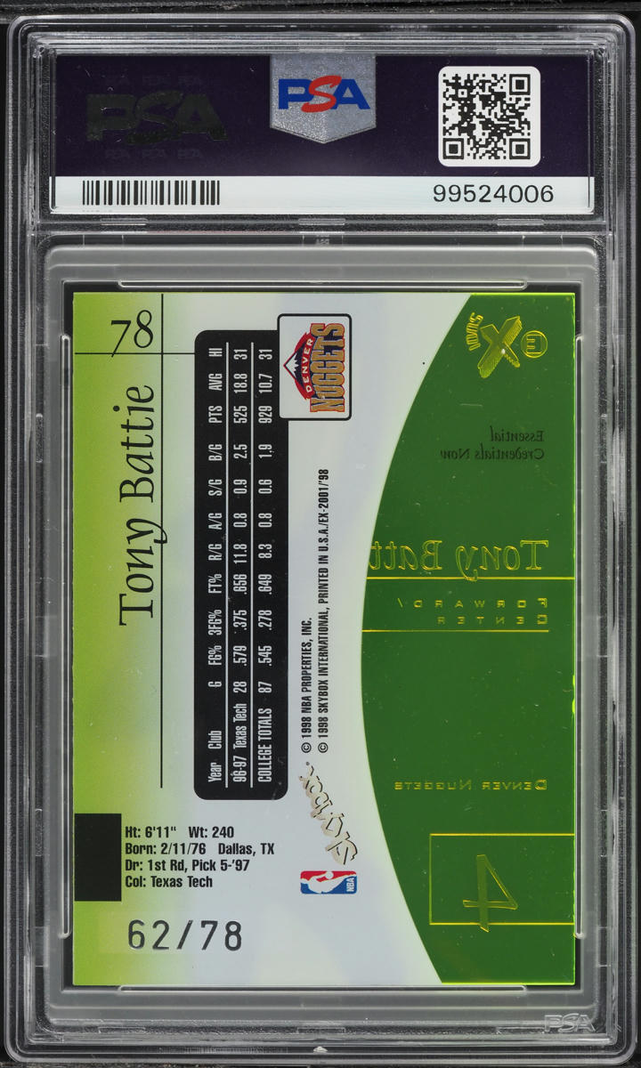 1997 Skybox E-X2001 Essential Credentials Now Tony Battie /78 #78