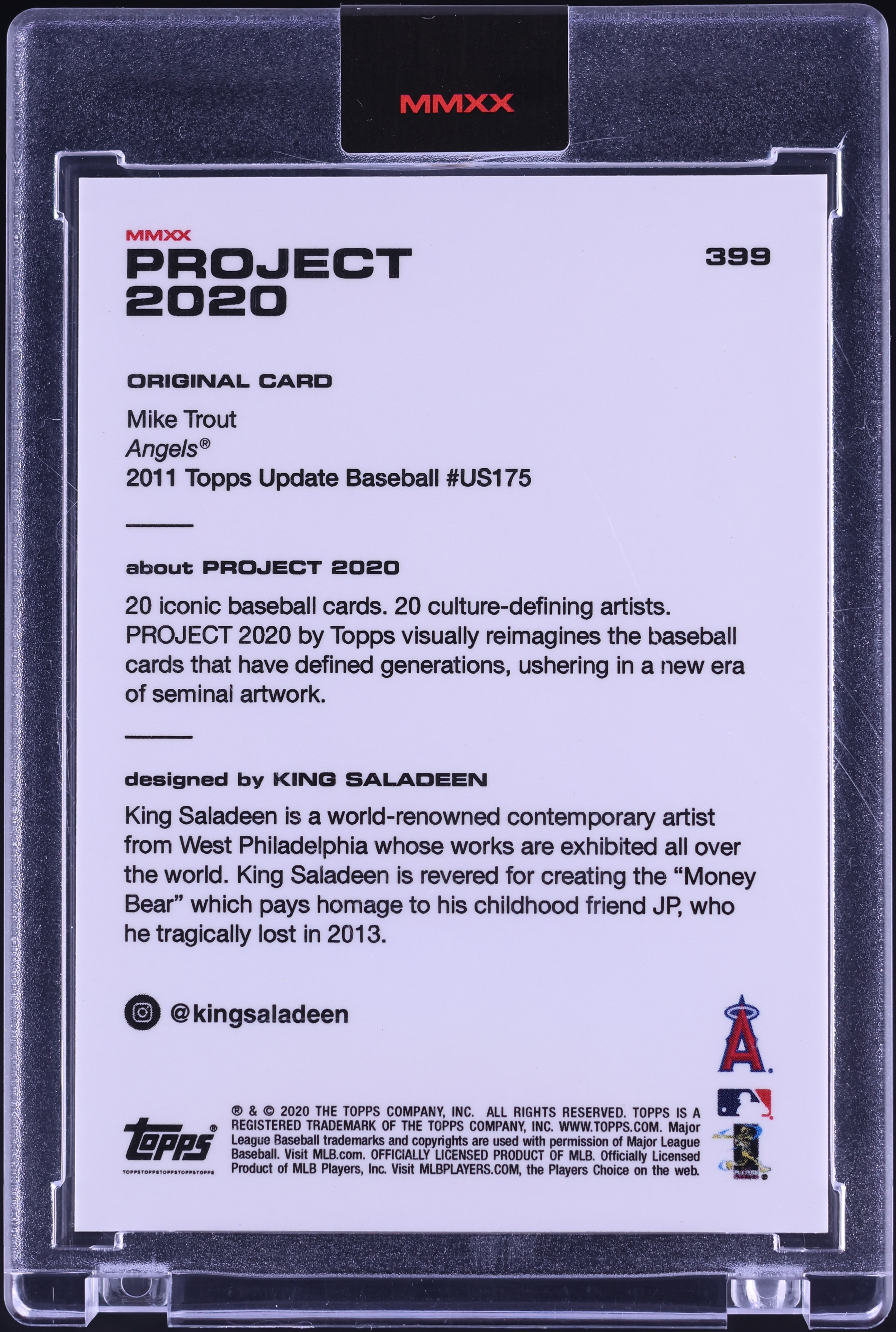 Topps Project 2020 MIKE TROUT #399 - PSA - 9 - Los Angeles ANGELS