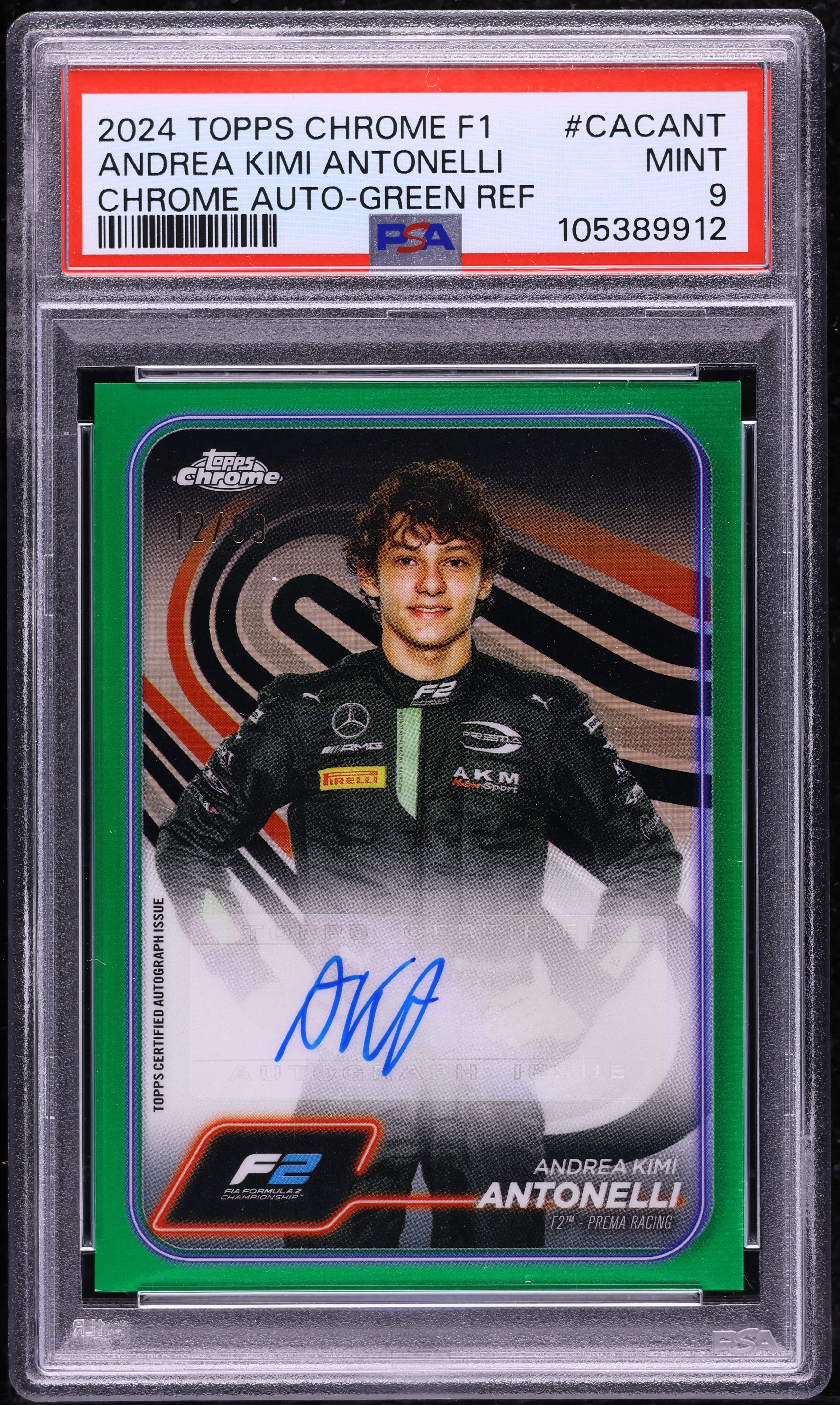 2024 Topps Chrome Formula 1 Green Refractor Andrea Kimi Antonelli 