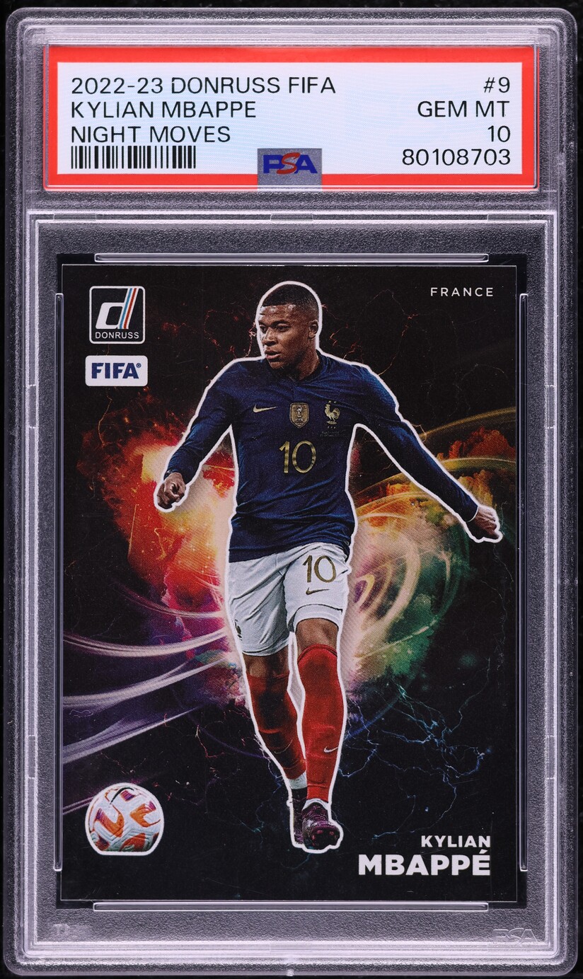 2022 Donruss FIFA Night Moves Kylian Mbappe #9 PSA 10 GEM MINT on