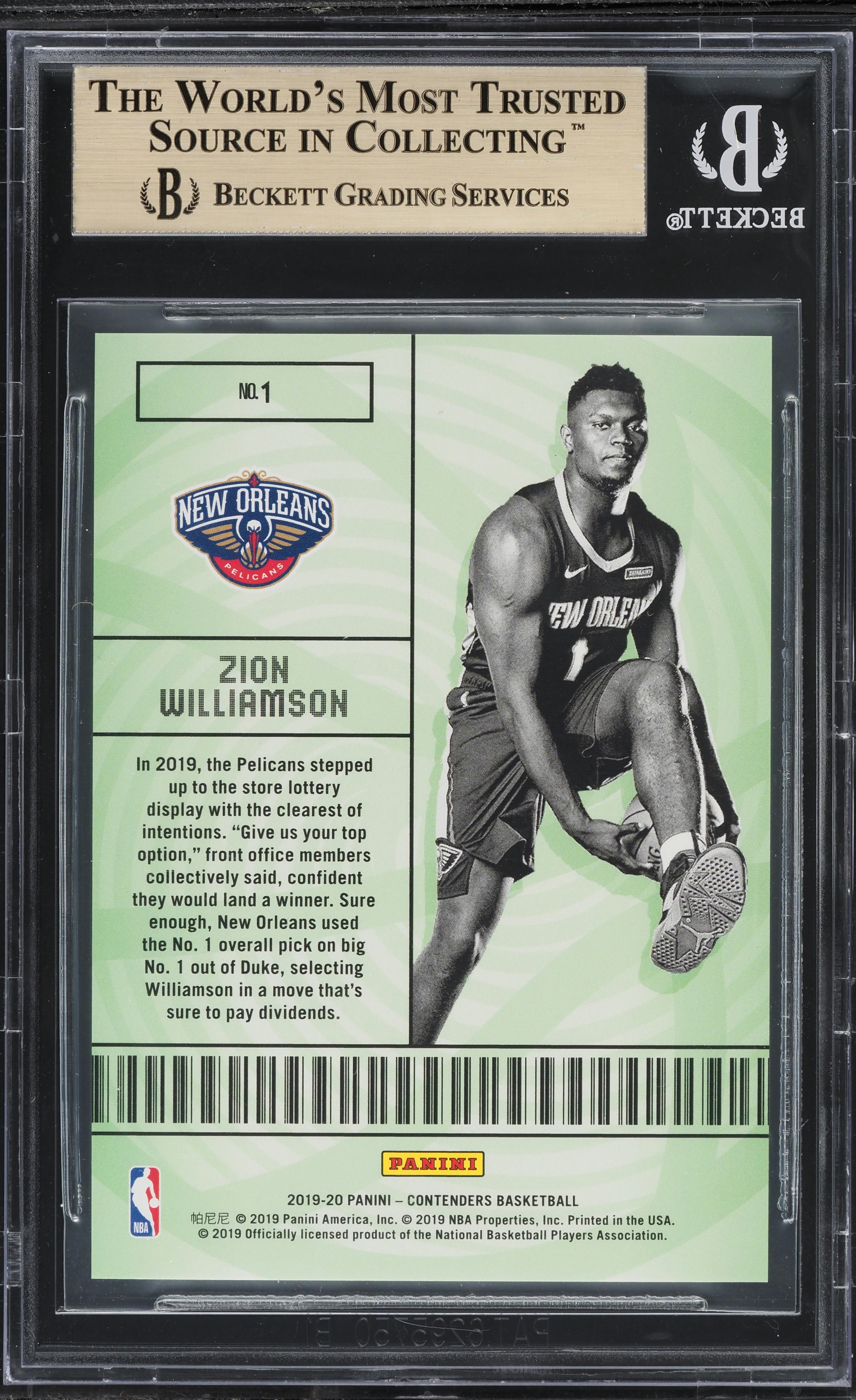 2019 Panini Contenders Lottery Ticket Zion Williamson ROOKIE #1