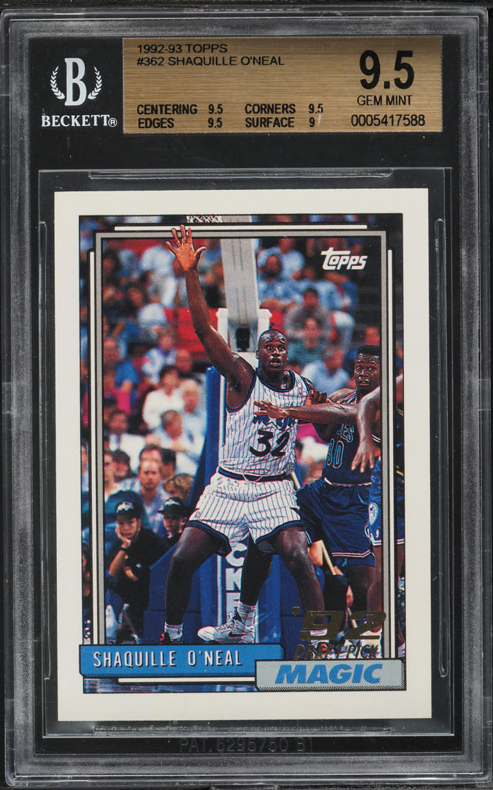 1992 Topps Basketball Shaquille O'Neal ROOKIE #362 BGS 9.5 GEM MINT