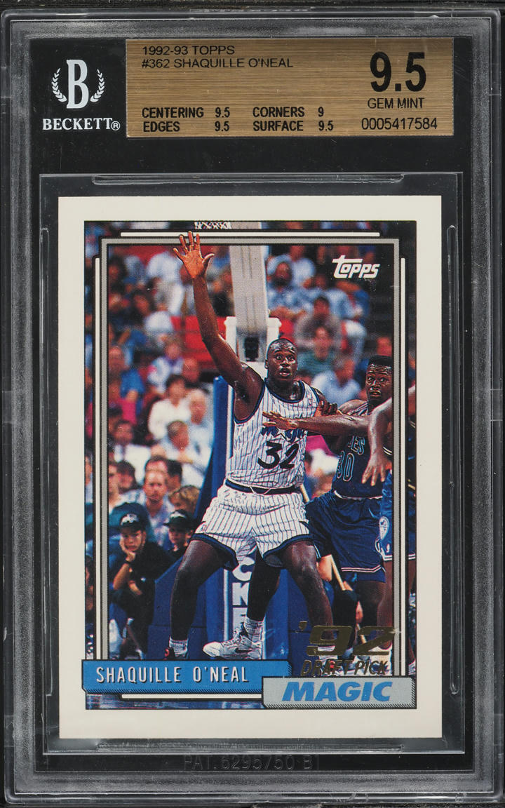 1992 Topps Basketball Shaquille O'Neal ROOKIE #362 BGS 9.5 GEM MINT
