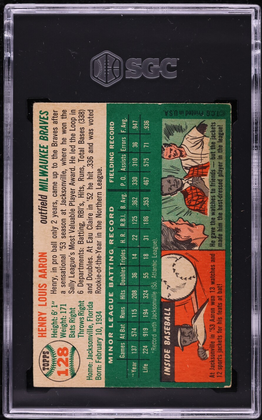 1954 Topps Hank Aaron ROOKIE #128 SGC 4.5 VGEX+