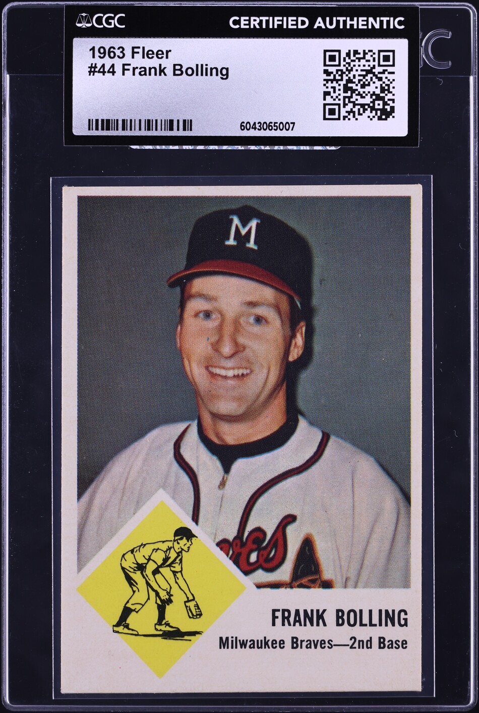 1963 Fleer Frank Bolling #44 CGC AUTH