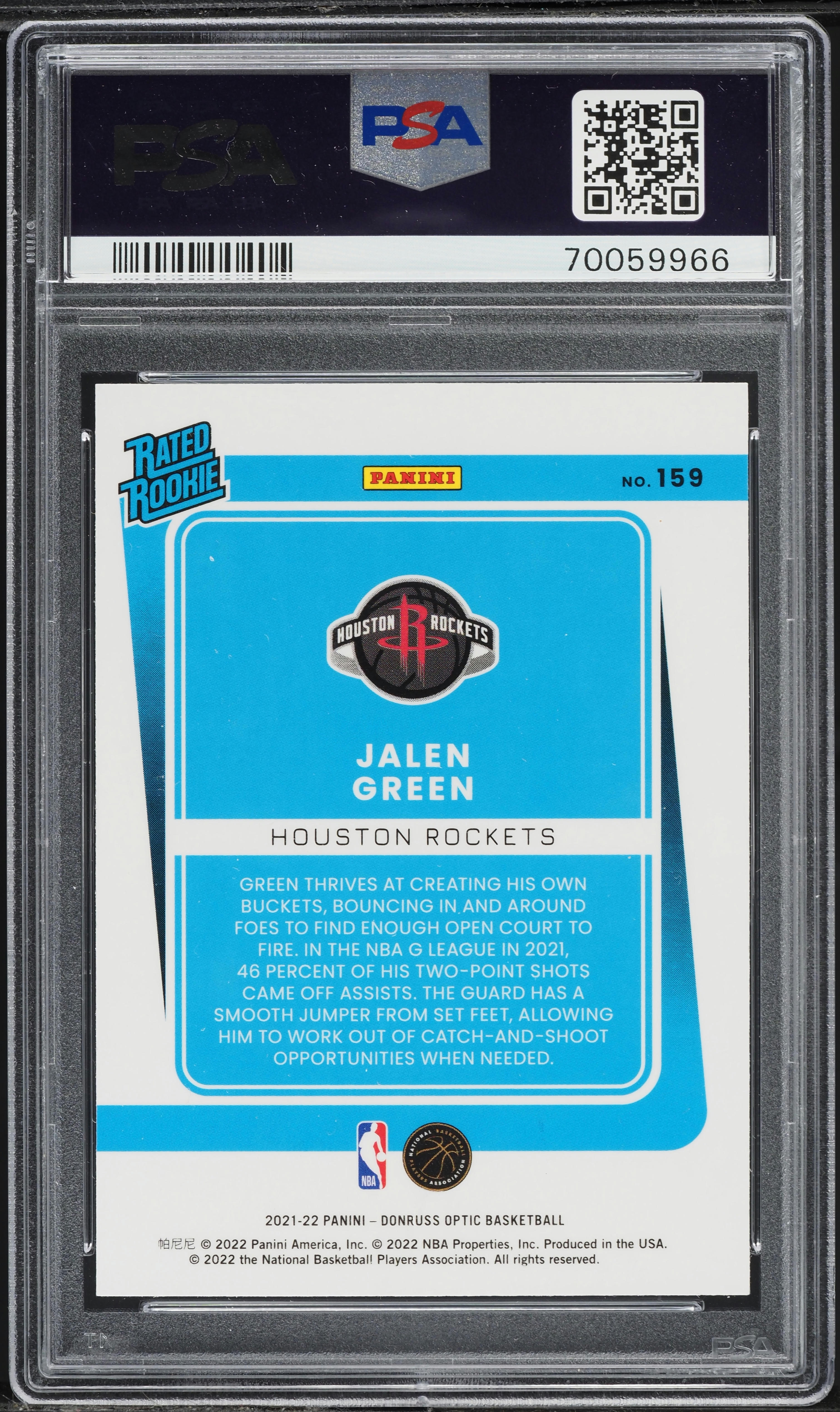2021 Donruss Optic Jalen Green ROOKIE #159 PSA 10 GEM MINT on