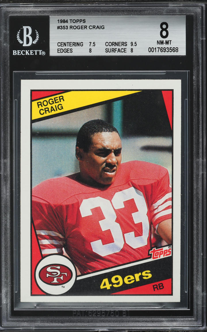 1984 Topps Football Roger Craig ROOKIE #353 BAS BGS 8 NM-MT