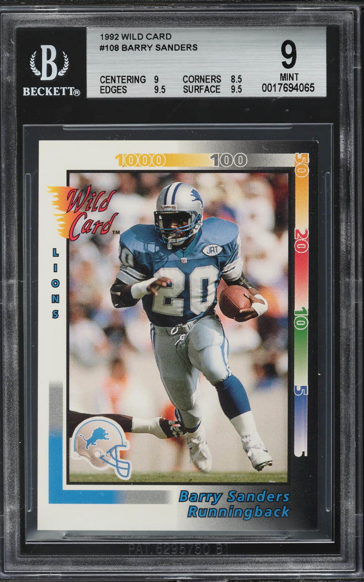 1992 Wild Card Barry Sanders #108 BGS 9 MINT
