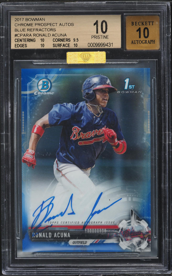2017 Bowman Chrome Blue Refractor Ronald Acuna PROSPECT AUTO /150 MBA BGS 10