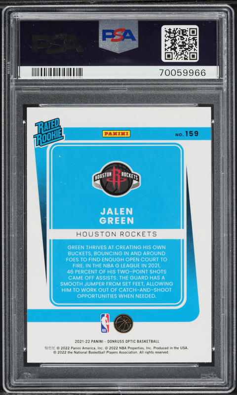 2021 Donruss Optic Jalen Green ROOKIE #159 PSA 10 GEM MINT on