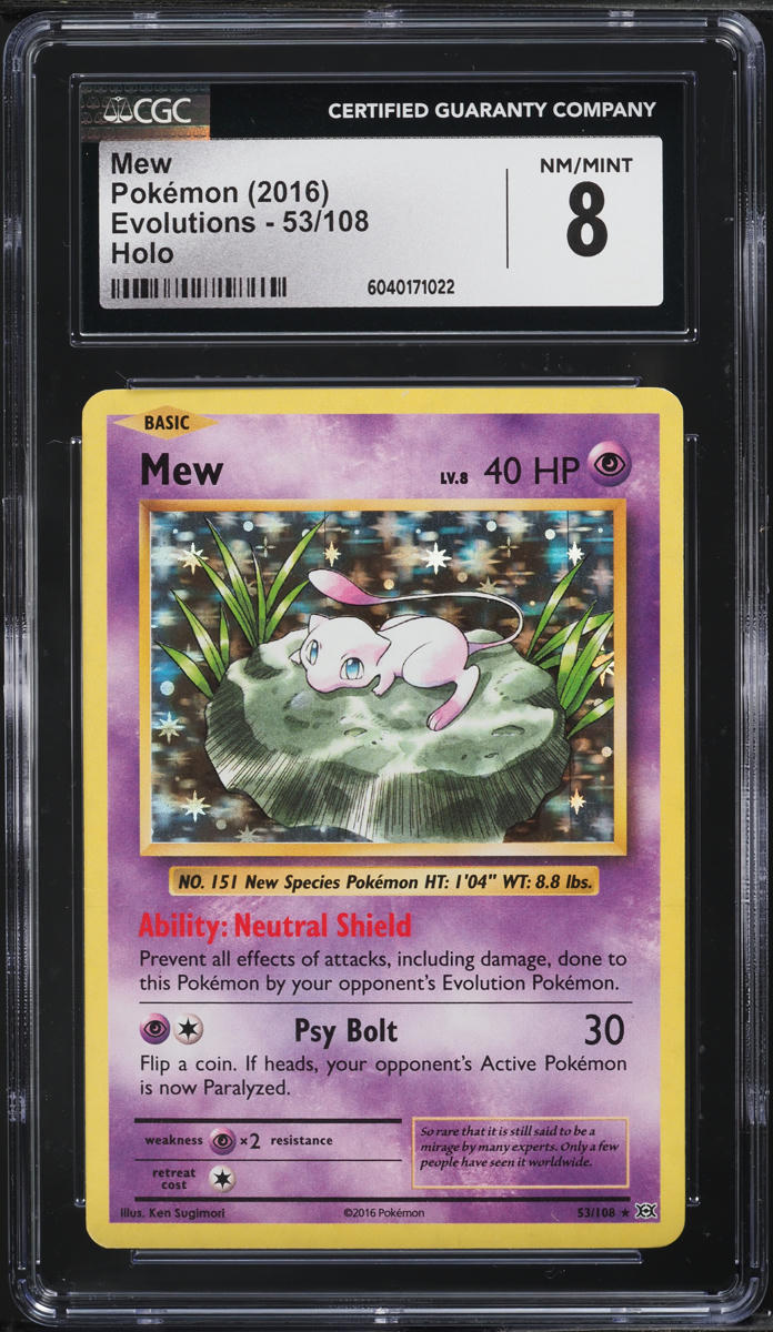 2016 Pokemon XY Evolutions Holo Mew #53 CGC 8 NM-MT