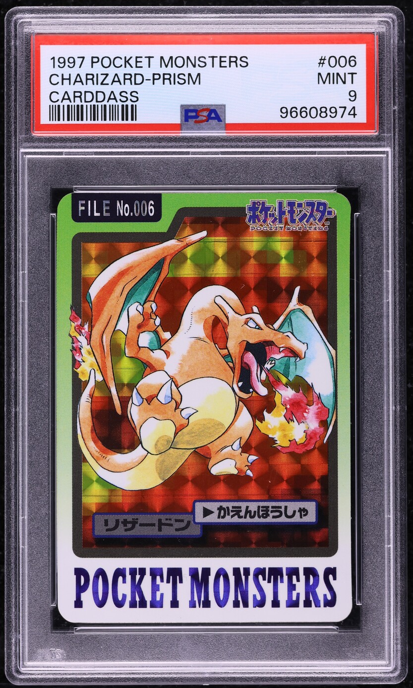 1997 Pokemon Japanese Pocket Monsters Carddass Prism Charizard #6 PSA 9 MINT