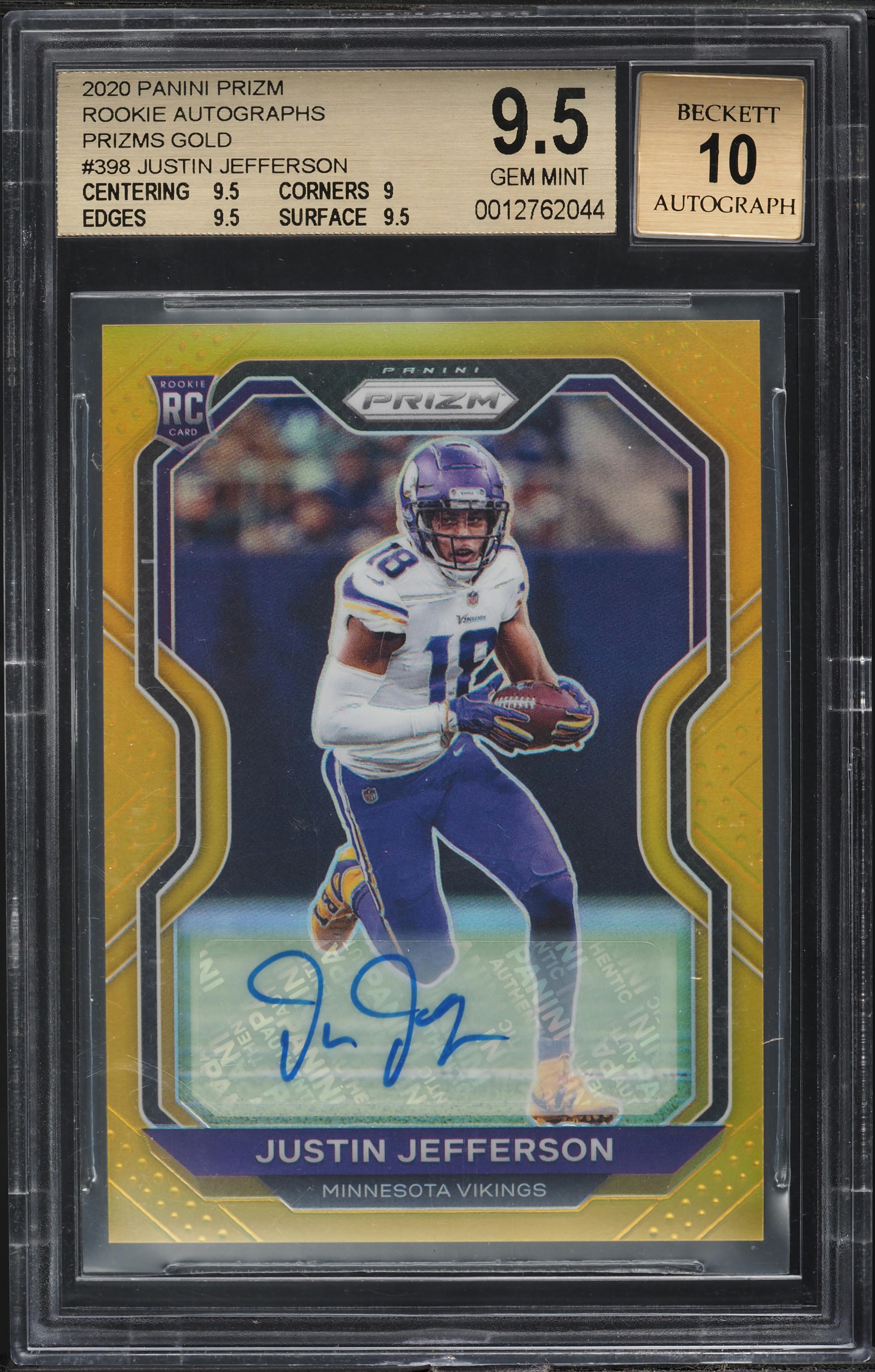 2020 Panini Prizm Gold Justin Jefferson ROOKIE AUTO /10 #398 BGS