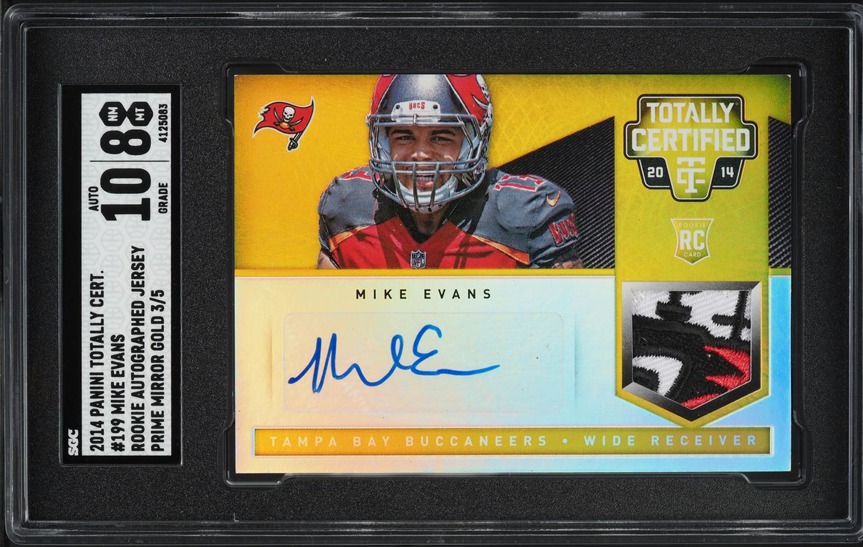 2014 Totally Certified Prime Mirror Gold Mike Evans ROOKIE PATCH AUTO /5 SGC 8