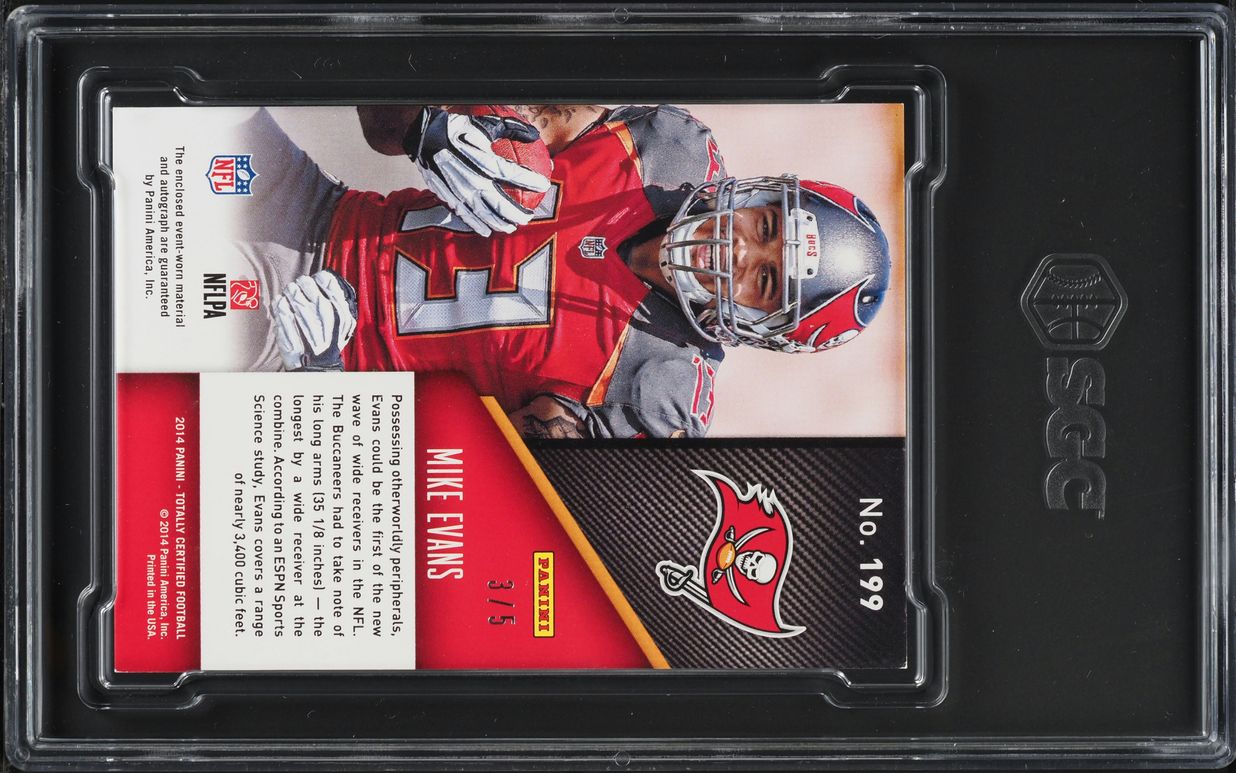 2014 Totally Certified Prime Mirror Gold Mike Evans ROOKIE PATCH AUTO /5 SGC 8
